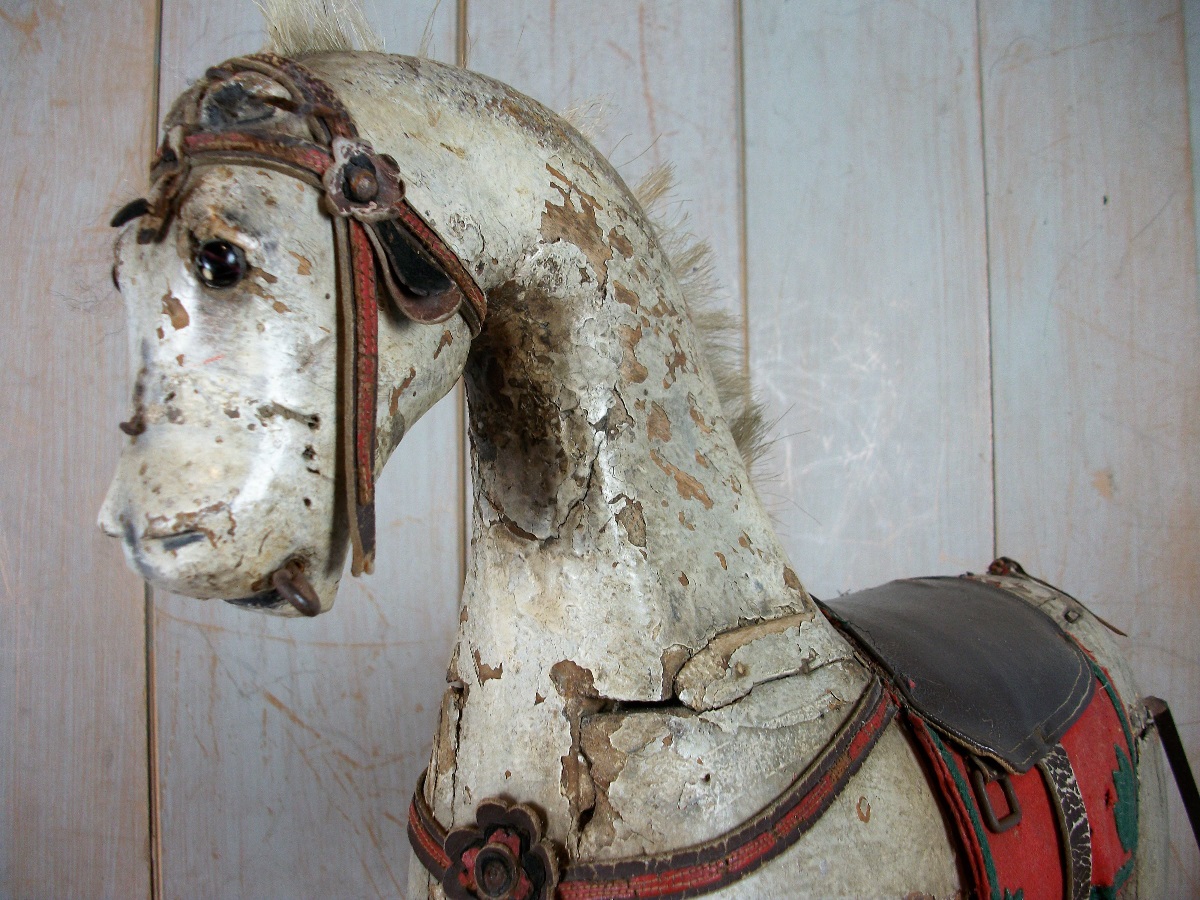 A Spanish 19thC Naive Painted Rocking Horse